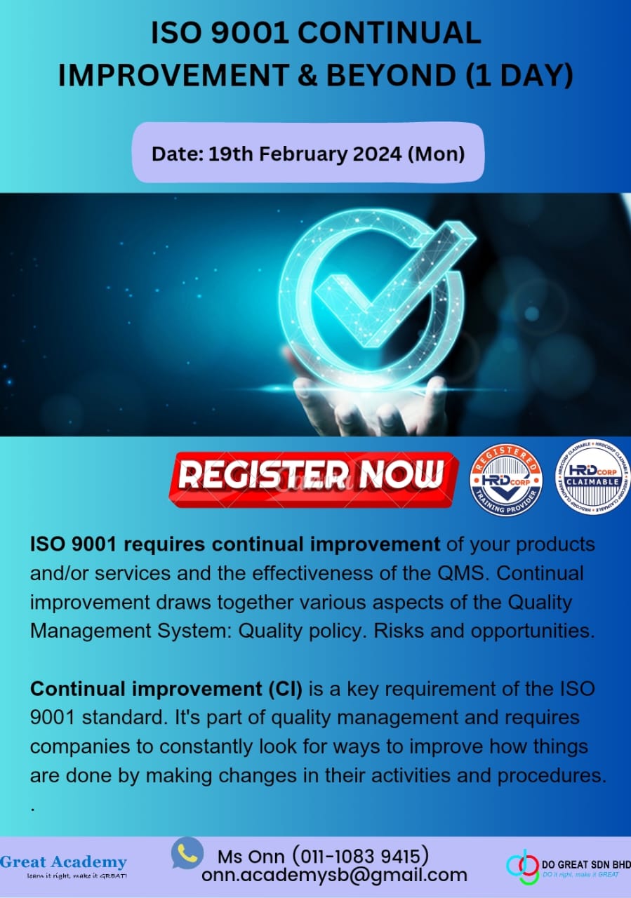 ISO 9001 Continual Improvement & Beyond on 19/02/2024